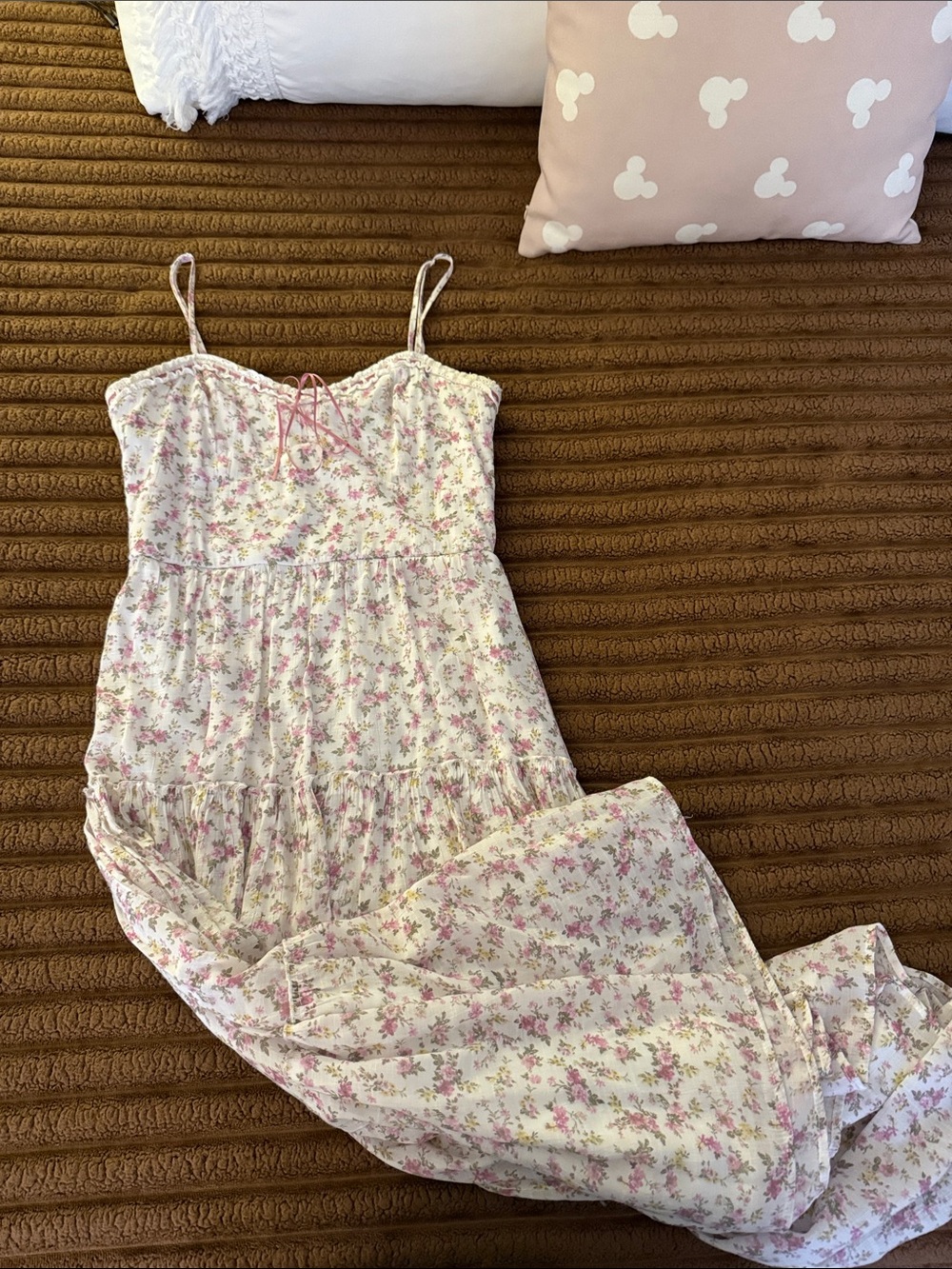 Floral Pink Spaghetti-Strap Midi Dress